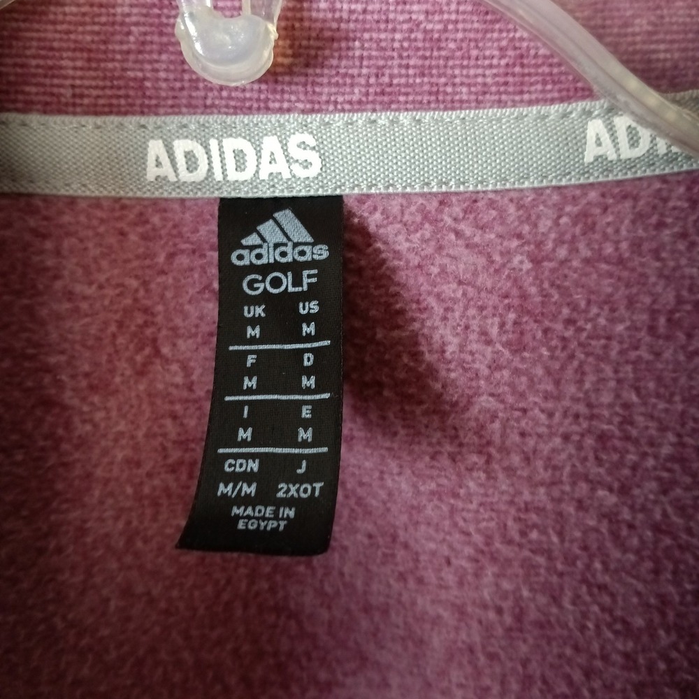 Adidas Golf Womens Medium Berry Purple Heather QTR Zip Kangaroo Pocket Pullover - Picture 5 of 12